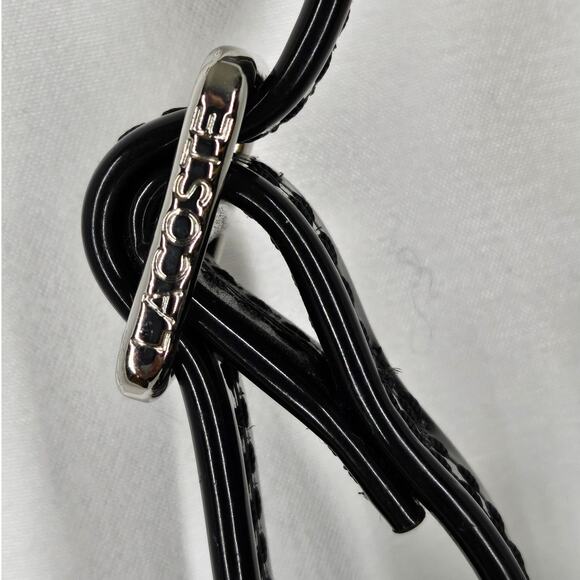 LACOSTE Black Patent Leather Crossbody/Shoulder Purse - Embossed Pattern - Picture 9 of 16